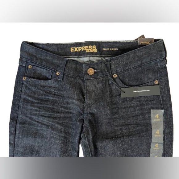 NWT Express Zelda Skinny Barely Boot Low Rise Dark Wash Jeans. Size 4S - Picture 5 of 6